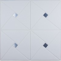 Самоклеюча 3D панель білий ромб з сріблом 700x700x6,5 мм